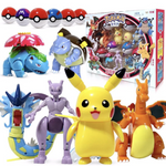 Pokemon Figuren Pokeball Set mit Pikachu, Glurak, Bisaflor, Turtok, Garados